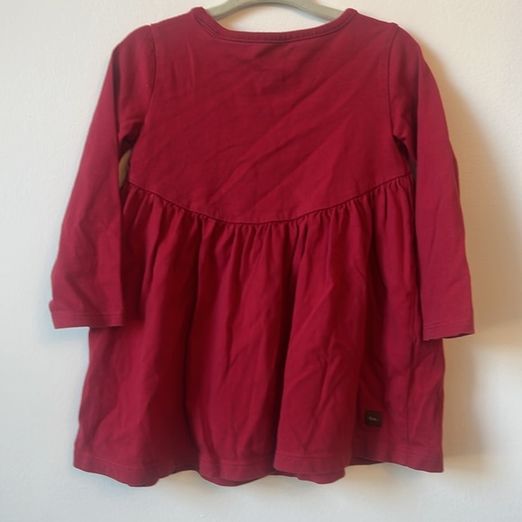 Tea Collection girl dress berry red white floral bird long sleeve 12 to 18 mo - Picture 2 of 7